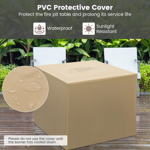 Topbuy 32" Propane Fire Pit Table 50,000 BTU Outdoor Propane Gas Fire Table with Wood-like Tabletop Lid and Lava Rocks with PVC Cover