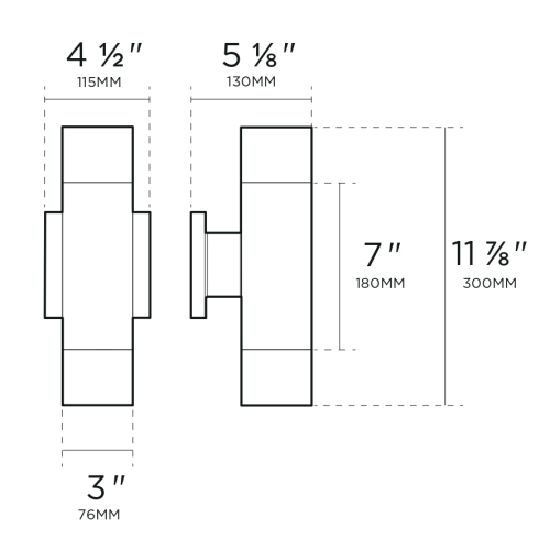 BAZZ Luvia Outdoor Integrated LED Wall Fixture Light Scone 18W 900Lumens 3000K 80+CRI, W22042BK