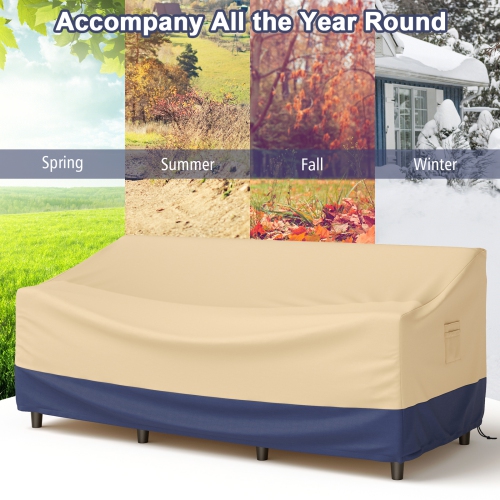 Topbuy 77"W x 43"D x 30"H Patio 3-Seater Sofa Cover Outdoor Deep Sofa Cover w/ Handles & Air Vents Heavy Duty Patio Bench Cover
