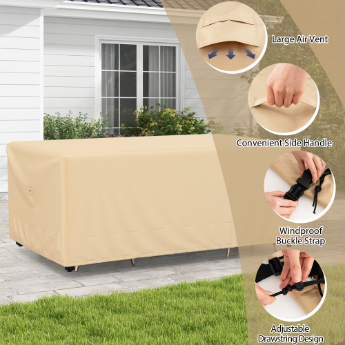 Topbuy 90"L x 50"W x 32"H Patio Table Cover Outdoor Table & Chairs Set Cover w/ Handles & Air Vents Rectangular Patio Furniture Set Cover