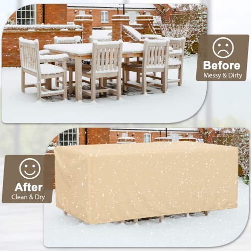 Topbuy 90"L x 50"W x 32"H Patio Table Cover Outdoor Table & Chairs Set Cover w/ Handles & Air Vents Rectangular Patio Furniture Set Cover