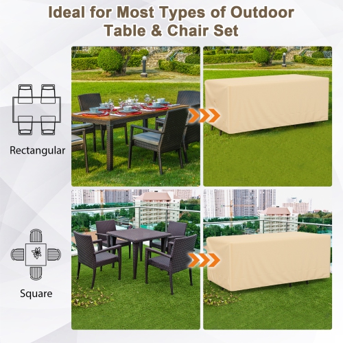 Topbuy 90"L x 50"W x 32"H Patio Table Cover Outdoor Table & Chairs Set Cover w/ Handles & Air Vents Rectangular Patio Furniture Set Cover