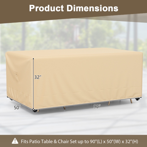 Topbuy 90"L x 50"W x 32"H Patio Table Cover Outdoor Table & Chairs Set Cover w/ Handles & Air Vents Rectangular Patio Furniture Set Cover