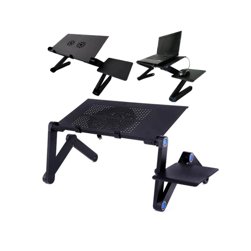 Adjustable Standing Laptop Desk Stand Table Portable Aluminum Lap Riser Holder with Dual-Cooling Fans for Bed Couch Sofa