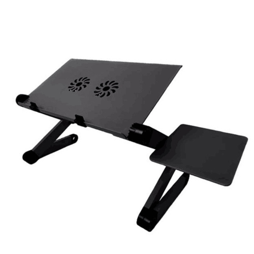 Adjustable Standing Laptop Desk Stand Table Portable Aluminum Lap Riser Holder with Dual-Cooling Fans for Bed Couch Sofa