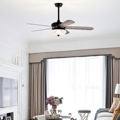 Gymax 52'' Retro Ceiling Fan w/ Remote Control 3 Wind Speeds & 5 Reversible Blades