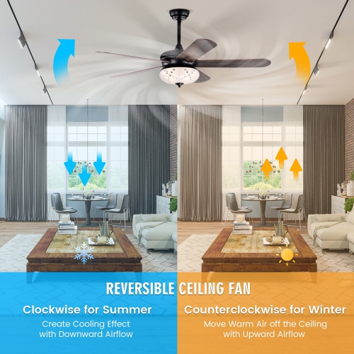 Gymax 52'' Retro Ceiling Fan w/ Remote Control 3 Wind Speeds & 5 Reversible Blades