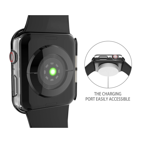 2Pack Langboom Transparent Hard Case Compatible with Apple Watch Series 3 Series 2 38mm with Screen Protector, iWatch Ultra Thin HD Tempered Glass