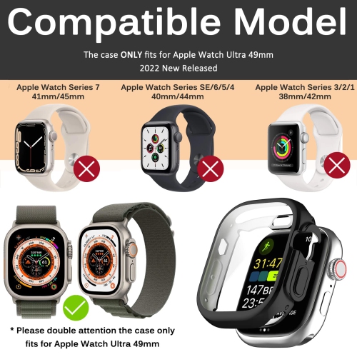 Miimall Compatible Apple Watch Ultra Case 49mm with Built-in Screen Protector, Soft Plated TPU Shockproof Scratch Resistant All-Around Protective