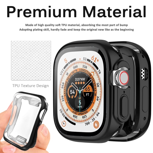 Miimall Compatible Apple Watch Ultra Case 49mm with Built-in Screen Protector, Soft Plated TPU Shockproof Scratch Resistant All-Around Protective