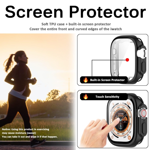 Miimall Compatible Apple Watch Ultra Case 49mm with Built-in Screen Protector, Soft Plated TPU Shockproof Scratch Resistant All-Around Protective