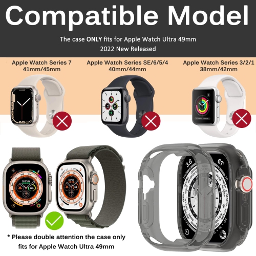 2 Pack Miimall Compatible Apple Watch Ultra Case 49mm No Screen Protector , Soft TPU Bumper Lightweight Shockproof All-Around Edge Protective Cover
