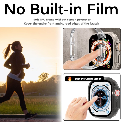 2 Pack Miimall Compatible Apple Watch Ultra Case 49mm No Screen Protector , Soft TPU Bumper Lightweight Shockproof All-Around Edge Protective Cover
