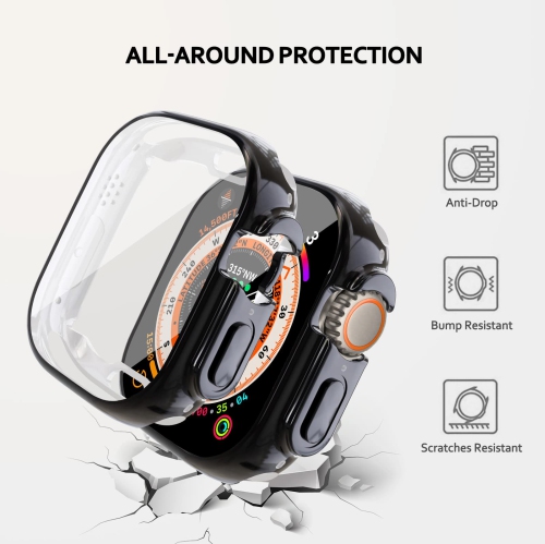 Soft TPU Case Built-in HD Flim Compatible for Apple Watch Ultra 49mm,ALMNVO Ultra Thin Cases Accessories with Screen Protector,All Around Protective