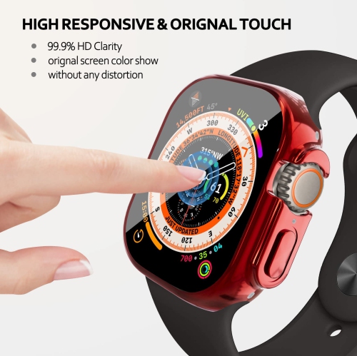 Soft TPU Case Built-in HD Flim Compatible for Apple Watch Ultra 49mm,ALMNVO Ultra Thin Cases Accessories with Screen Protector,All Around Protective