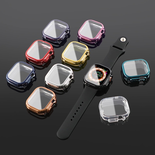 Soft TPU Case Built-in HD Flim Compatible for Apple Watch Ultra 49mm,ALMNVO Ultra Thin Cases Accessories with Screen Protector,All Around Protective