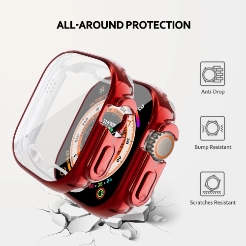 Soft TPU Case Built-in HD Flim Compatible for Apple Watch Ultra 49mm,ALMNVO Ultra Thin Cases Accessories with Screen Protector,All Around Protective