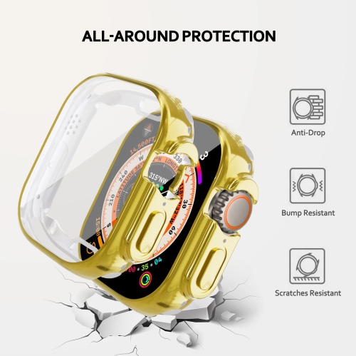 Soft TPU Case Built-in HD Flim Compatible for Apple Watch Ultra 49mm,ALMNVO Ultra Thin Cases Accessories with Screen Protector,All Around Protective