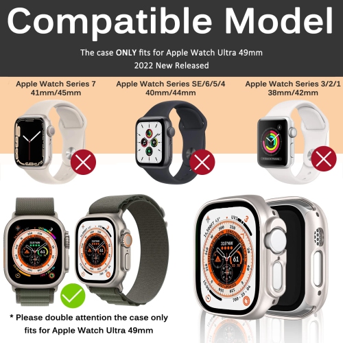 Miimall Compatible with Apple Watch Ultra Case 49mm No Screen Protector , Hard PC Bumper Lightweight Shockproof All-Around Edge Protective Cover Case