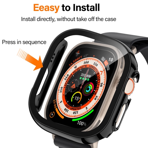 Amizee 2 Pack Compatible with Apple Watch Ultra 49mm Case with Built in Screen Protector, Ultra Thin Straight Edge Hard PC Shockproof Protective