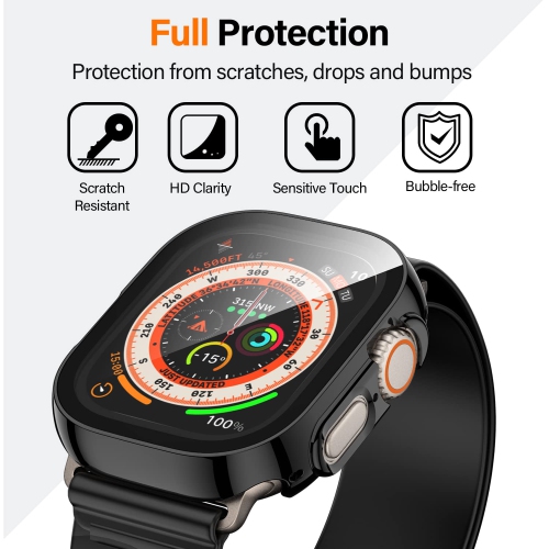 Amizee 2 Pack Compatible with Apple Watch Ultra 49mm Case with Built in Screen Protector, Ultra Thin Straight Edge Hard PC Shockproof Protective