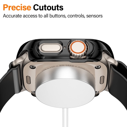 Amizee 2 Pack Compatible with Apple Watch Ultra 49mm Case with Built in Screen Protector, Ultra Thin Straight Edge Hard PC Shockproof Protective