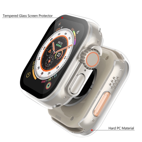 2 Pack Langboom Transparent Hard Case Compatible for 2022 Apple Watch Ultra 49mm with Tempered Glass Screen Protector, HD Clear Ultra-Thin Overall