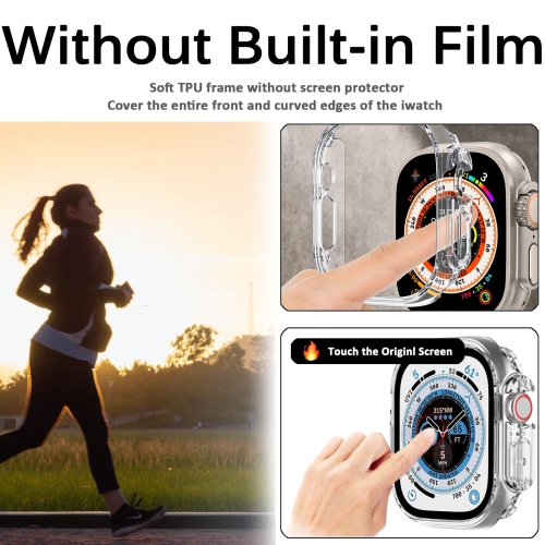 2 Pack Miimall Compatible Apple Watch Ultra Case 49mm No Screen Protector , Soft TPU Bumper Lightweight Shockproof All-Around Edge Protective Cover