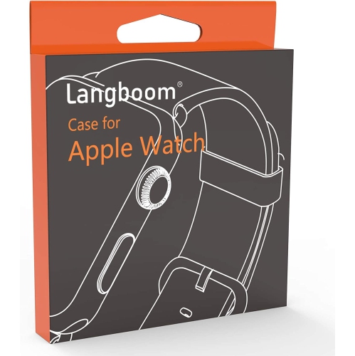2 Pack Langboom Transparent Hard Case Compatible for Apple Watch Series 8 Series 7 41mm with Tempered Glass Screen Protector, HD Clear Ultra-Thin