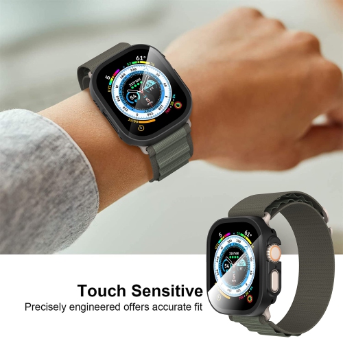 Diruite 2-Pack for Apple Watch Ultra 49mm PC All-Around Screen Protector Case, Tempered Glass Screen Protector Case Ultra-Thin for iWatch Ultra 49mm