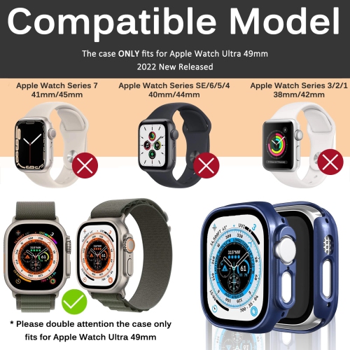 Miimall Compatible with Apple Watch Ultra Case 49mm No Screen Protector , Hard PC Bumper Lightweight Shockproof All-Around Edge Protective Cover Case