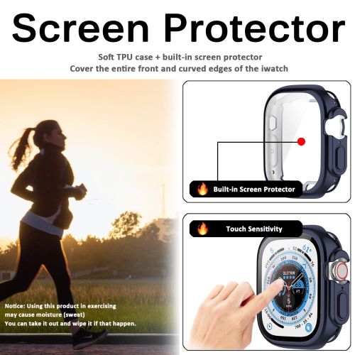 Miimall Compatible Apple Watch Ultra Case 49mm with Built-in Screen Protector, Soft Plated TPU Shockproof Scratch Resistant All-Around Protective