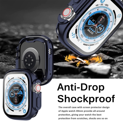 Miimall Compatible Apple Watch Ultra Case 49mm with Built-in Screen Protector, Soft Plated TPU Shockproof Scratch Resistant All-Around Protective