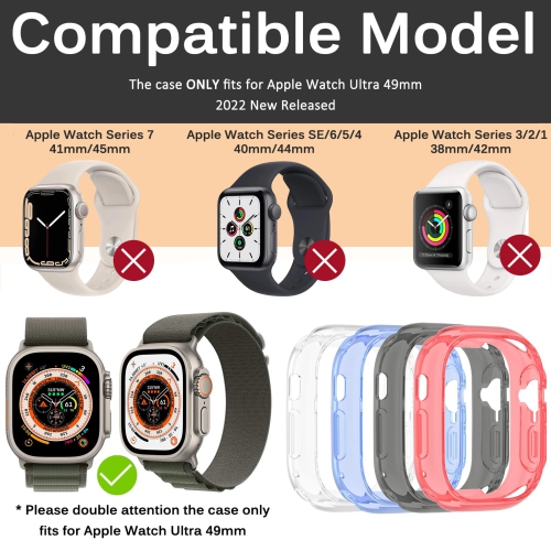 4 Pack Miimall Compatible Apple Watch Ultra Case 49mm No Screen Protector , Soft TPU Bumper Lightweight Shockproof All-Around Edge Protective Cover