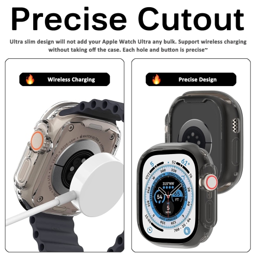 4 Pack Miimall Compatible Apple Watch Ultra Case 49mm No Screen Protector , Soft TPU Bumper Lightweight Shockproof All-Around Edge Protective Cover