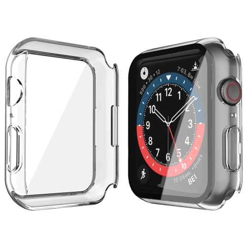 2 Pack Langboom Transparent Hard Case Compatible for Apple Watch Series 8 Series 7 45mm with Tempered Glass Screen Protector, HD Clear Ultra-Thin