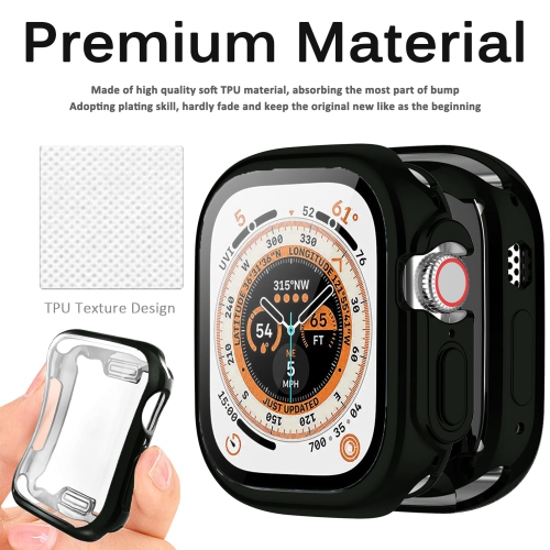 Miimall Compatible Apple Watch Ultra Case 49mm with Built-in Screen Protector, Soft Plated TPU Shockproof Scratch Resistant All-Around Protective