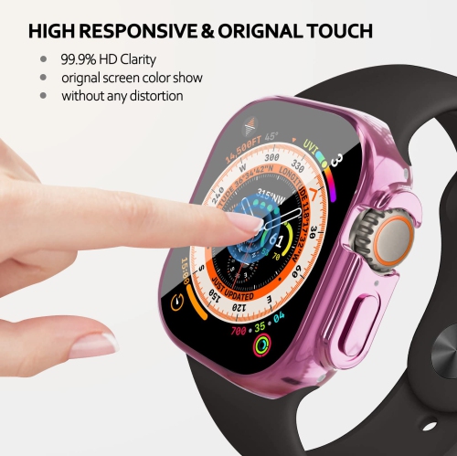 Soft TPU Case Built-in HD Flim Compatible for Apple Watch Ultra 49mm,ALMNVO Ultra Thin Cases Accessories with Screen Protector,All Around Protective