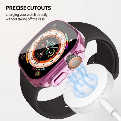 Soft TPU Case Built-in HD Flim Compatible for Apple Watch Ultra 49mm,ALMNVO Ultra Thin Cases Accessories with Screen Protector,All Around Protective