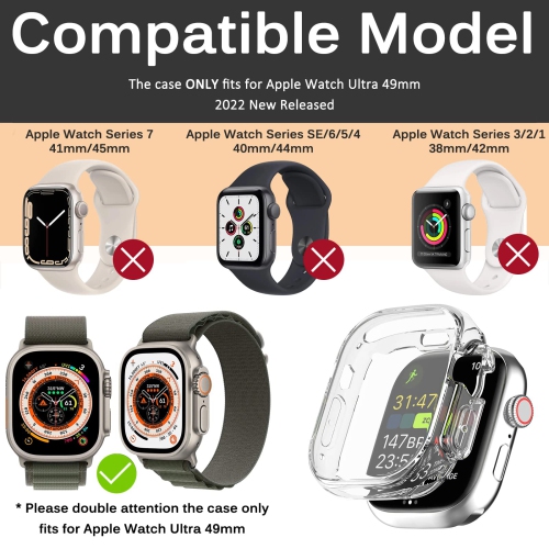 Miimall Compatible Apple Watch Ultra 49mm Case with Built-in Screen Protector, Soft Plated TPU Shockproof Scratch Resistant All-Around Protective