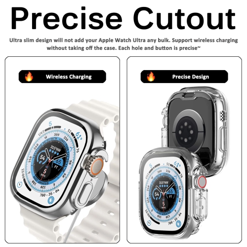 Miimall Compatible Apple Watch Ultra 49mm Case with Built-in Screen Protector, Soft Plated TPU Shockproof Scratch Resistant All-Around Protective