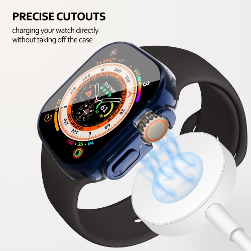 Soft TPU Case Built-in HD Flim Compatible for Apple Watch Ultra 49mm,ALMNVO Ultra Thin Cases Accessories with Screen Protector,All Around Protective