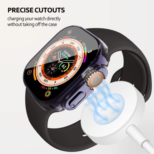 Soft TPU Case Built-in HD Flim Compatible for Apple Watch Ultra 49mm,ALMNVO Ultra Thin Cases Accessories with Screen Protector,All Around Protective