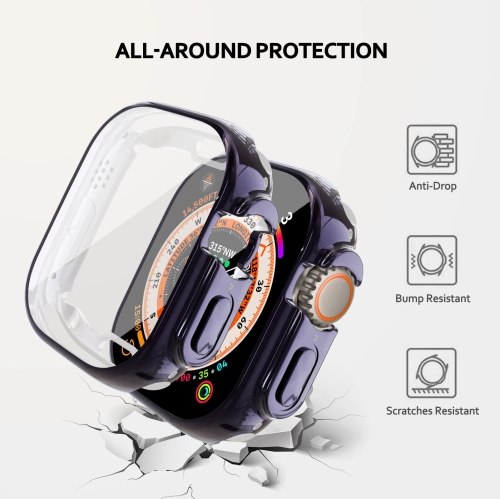 Soft TPU Case Built-in HD Flim Compatible for Apple Watch Ultra 49mm,ALMNVO Ultra Thin Cases Accessories with Screen Protector,All Around Protective