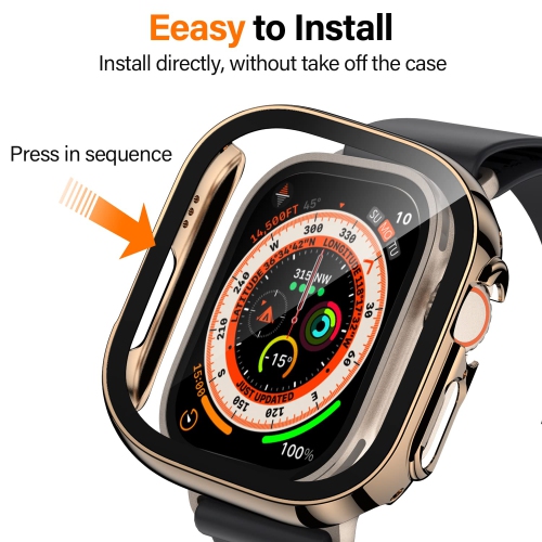 Amizee 2 Pack Compatible with Apple Watch Ultra 49mm Case with Built in Screen Protector, Ultra Thin Straight Edge Hard PC Shockproof Protective