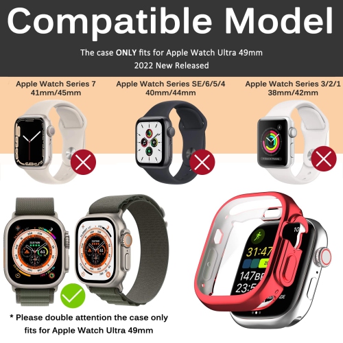 Miimall Compatible Apple Watch Ultra 49mm Case with Built-in Screen Protector, Soft Plated TPU Shockproof Scratch Resistant All-Around Protective