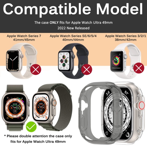 2 Pack Miimall Compatible Apple Watch Ultra Case 49mm No Screen Protector , Soft TPU Bumper Lightweight Shockproof All-Around Edge Protective Cover