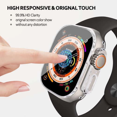 Soft TPU Case Built-in HD Flim Compatible for Apple Watch Ultra 49mm,ALMNVO Ultra Thin Cases Accessories with Screen Protector,All Around Protective