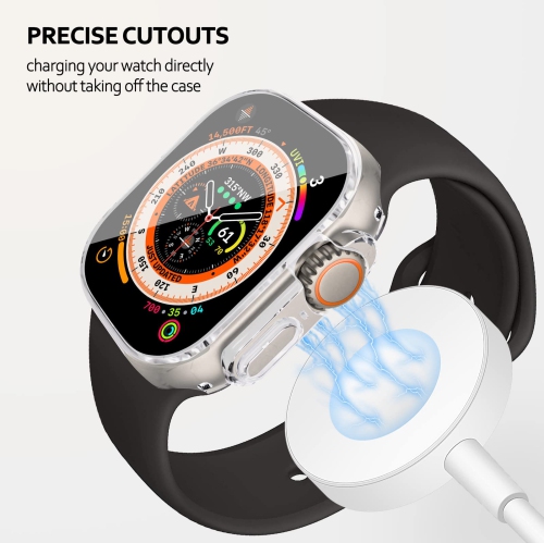 Soft TPU Case Built-in HD Flim Compatible for Apple Watch Ultra 49mm,ALMNVO Ultra Thin Cases Accessories with Screen Protector,All Around Protective