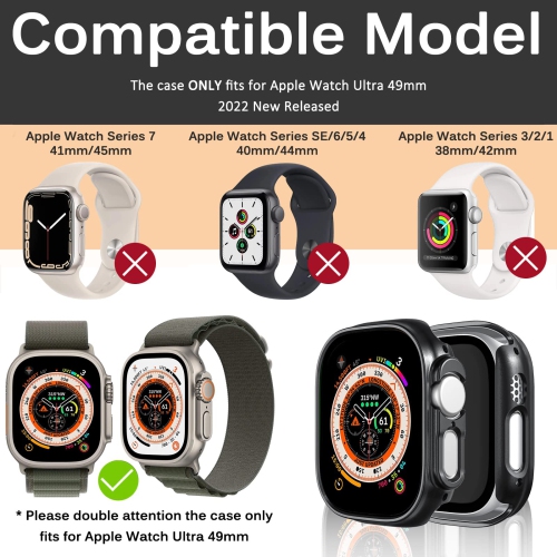 Miimall compatible avec l’étui pour Apple Watch Ultra 49 mm sans protecteur d’écran, étui protecteur rigide, antichoc, tout autour de l’étui pour